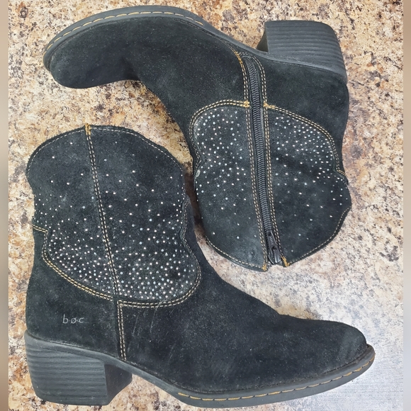 boc Black Suede embellished Sparkle  BOC BOOTS 8.5 Vegan GUC - Picture 1 of 8